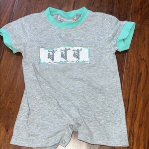 Mint and Gray Kids Short Sleeve One Piece